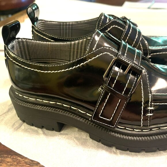 NEW Black Patent Slip-On Lug Sole Oxford Loafer Edelle by Circus by Sam Edelman - Picture 5 of 12
